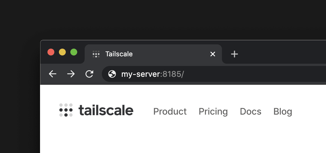 Example of a browser window with 'my-server' and a port number in the address bar.